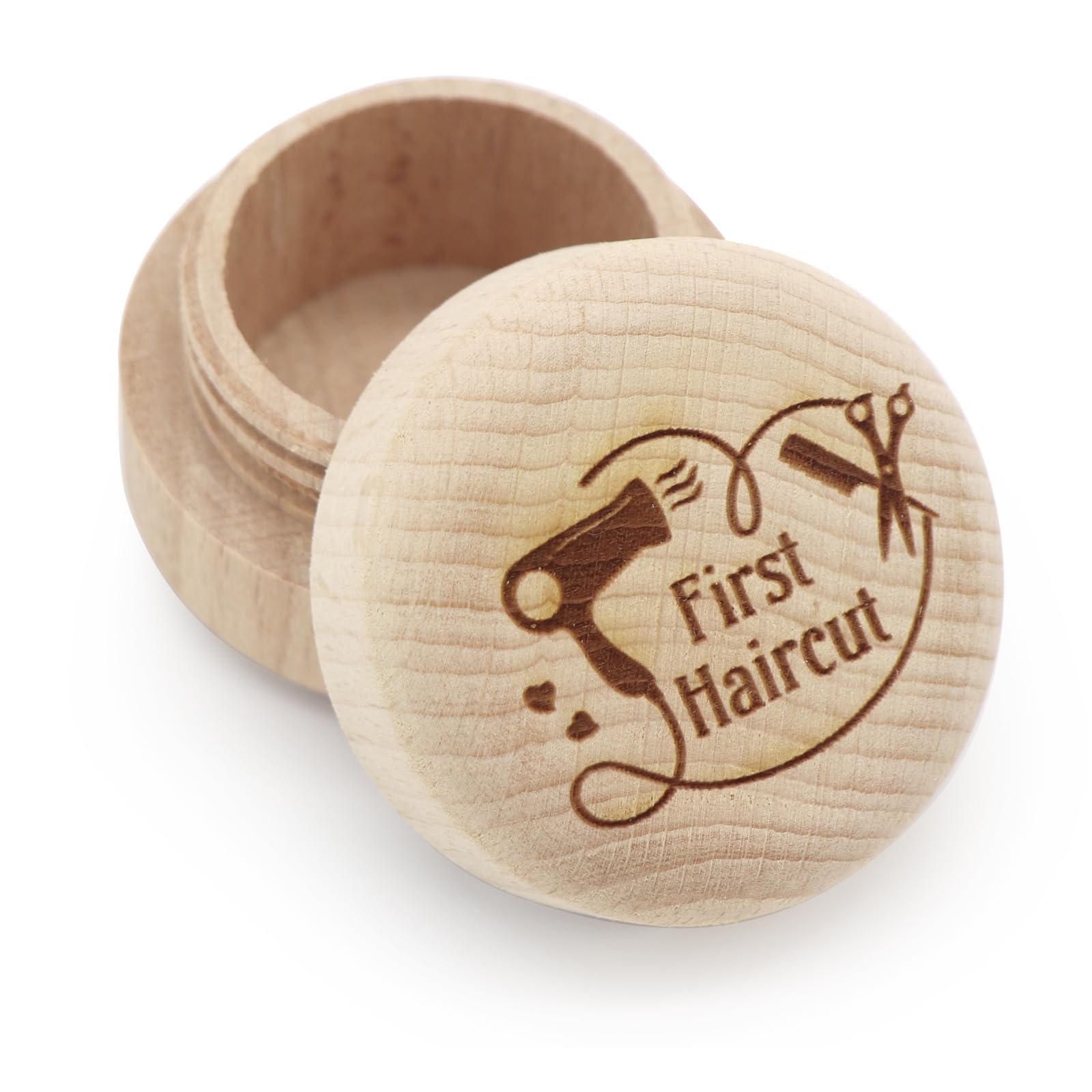 Custom Wooden First Haircut Curl Keepsake,Baby's First Curl Keepsake Box，My First Haircut Box (style 2)