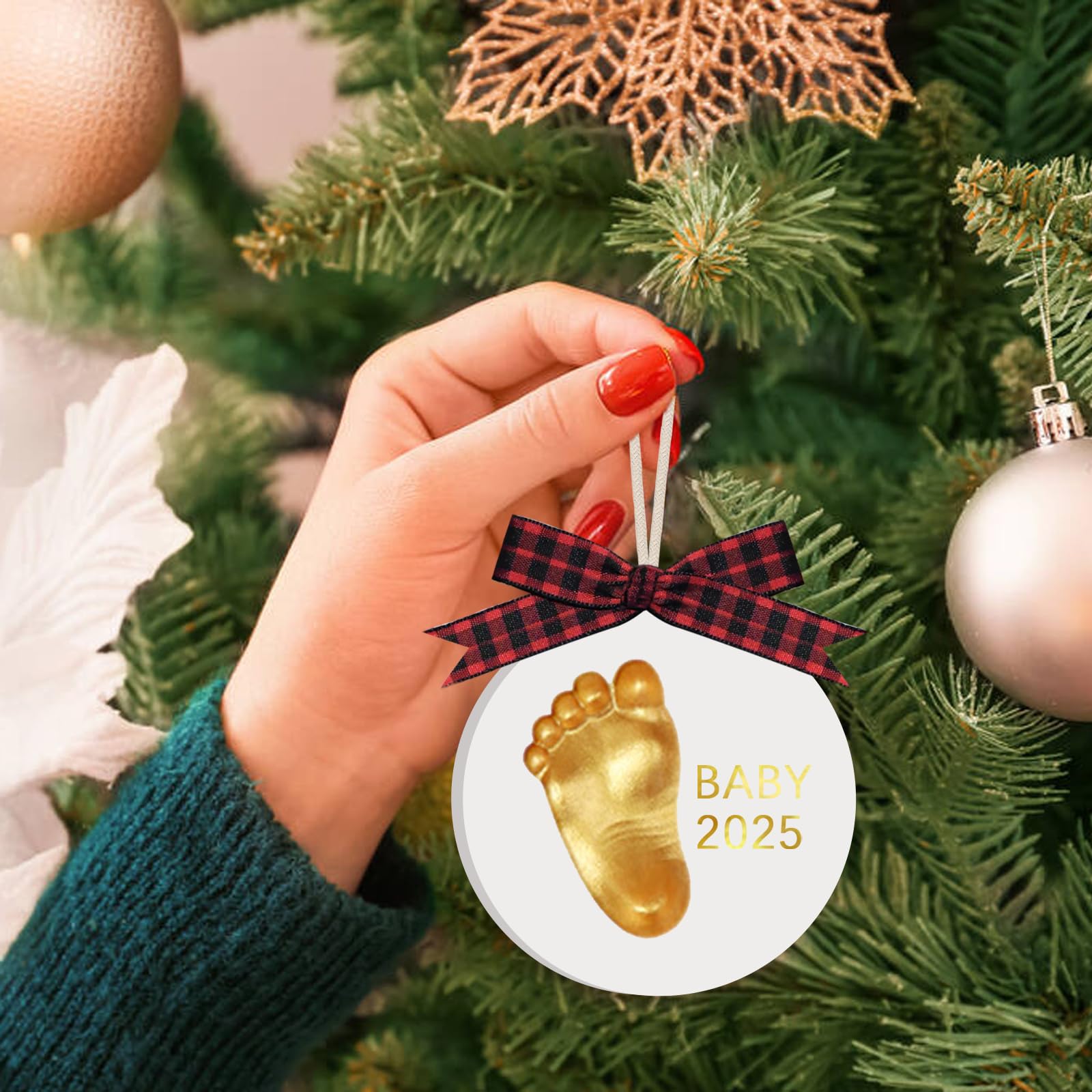 Baby Handprint and Footprint Keepsake Ornaments Kit | My First Christmas Ornaments | First for Newborn, Infant, Toddler, Boy & Girl (White)