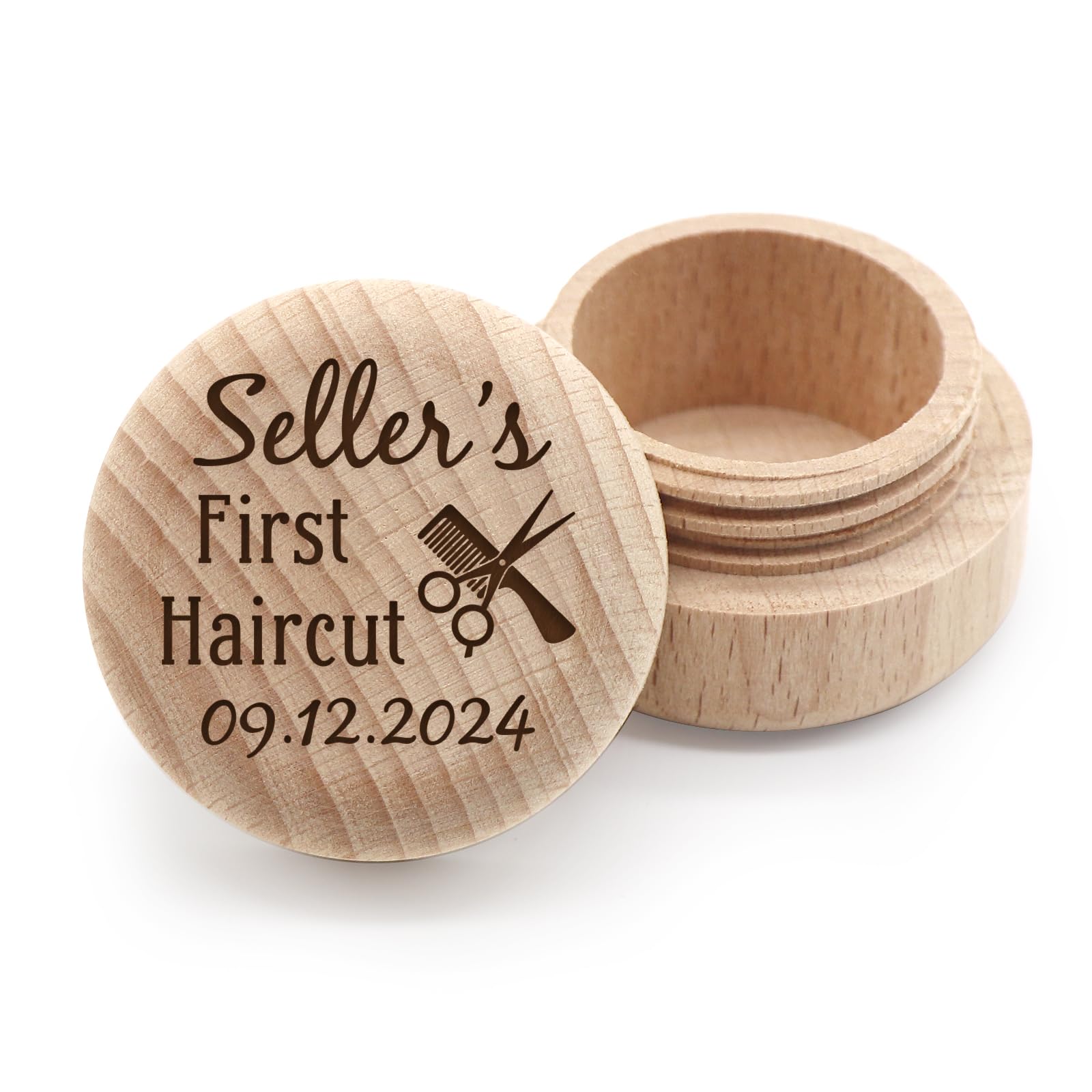 Custom Wooden First Haircut Curl Keepsake,Baby's First Curl Keepsake Box，My First Haircut Box (style 2)