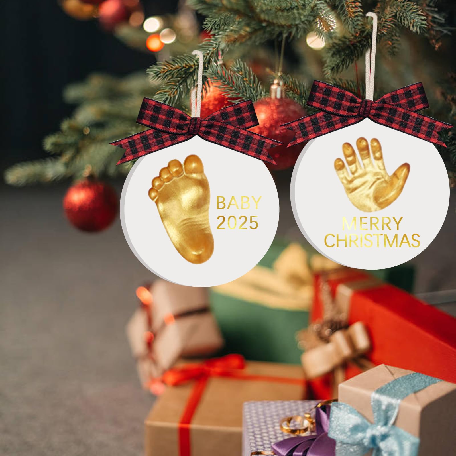 Baby Handprint and Footprint Keepsake Ornaments Kit | My First Christmas Ornaments | First for Newborn, Infant, Toddler, Boy & Girl (White)