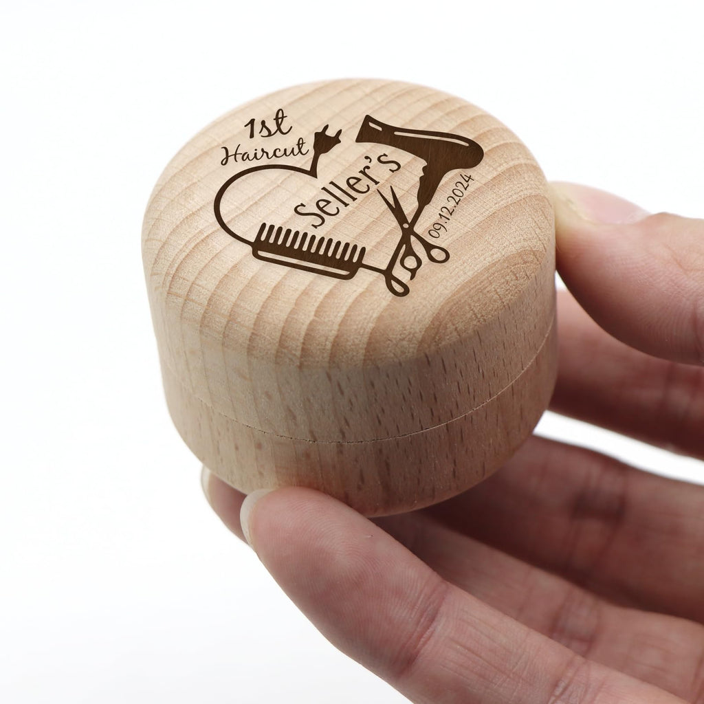Custom Wooden First Haircut Curl Keepsake,Baby's First Curl Keepsake Box，My First Haircut Box (style 2)