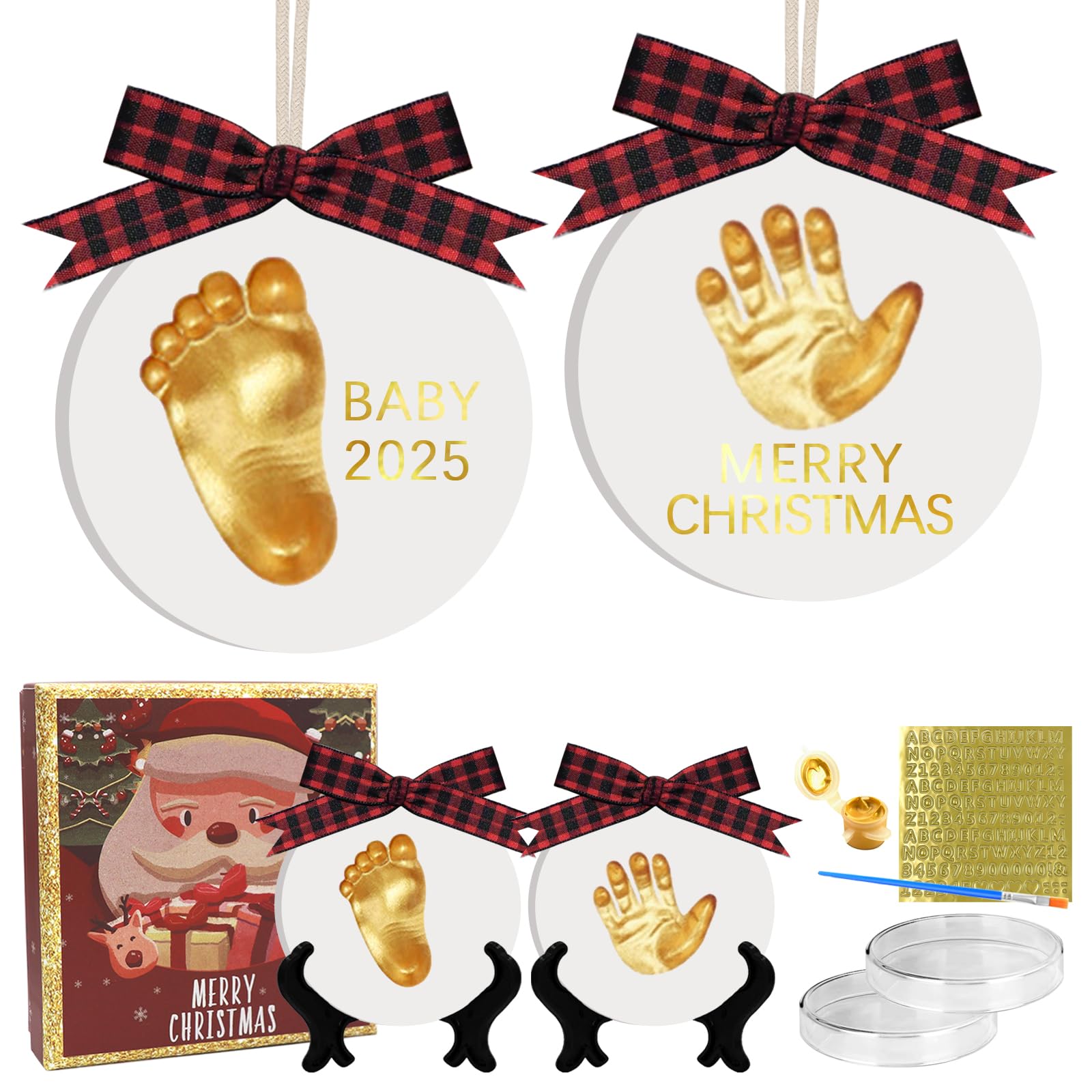 Baby Handprint and Footprint Keepsake Ornaments Kit | My First Christmas Ornaments | First for Newborn, Infant, Toddler, Boy & Girl (White)